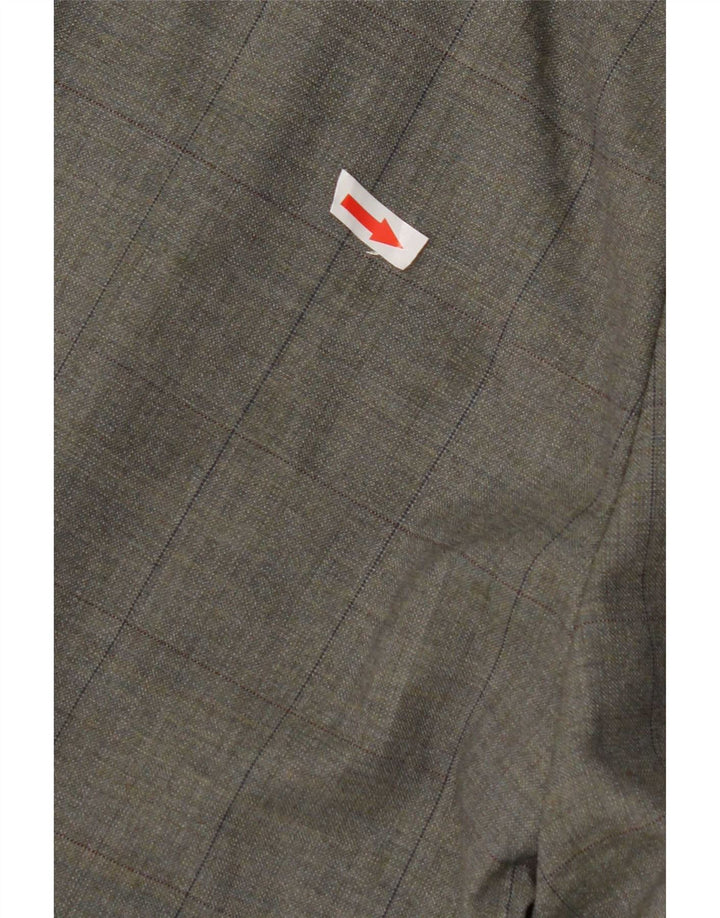 Marks & Spencer Mens Pegged Suit Trousers W36 L29 Grey Check Wool