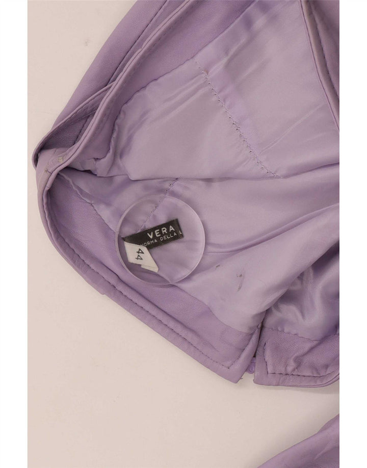 Vintage Womens Leather Trousers IT 44 Medium W28 L32 Purple Leather
