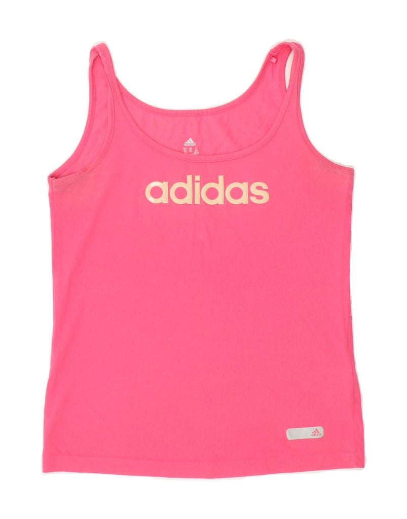 ADIDAS Womens Climalite Crop Graphic Vest Top UK 4/6 XS Pink Cotton Vintage Adidas and Second-Hand Adidas from Messina Hembry 