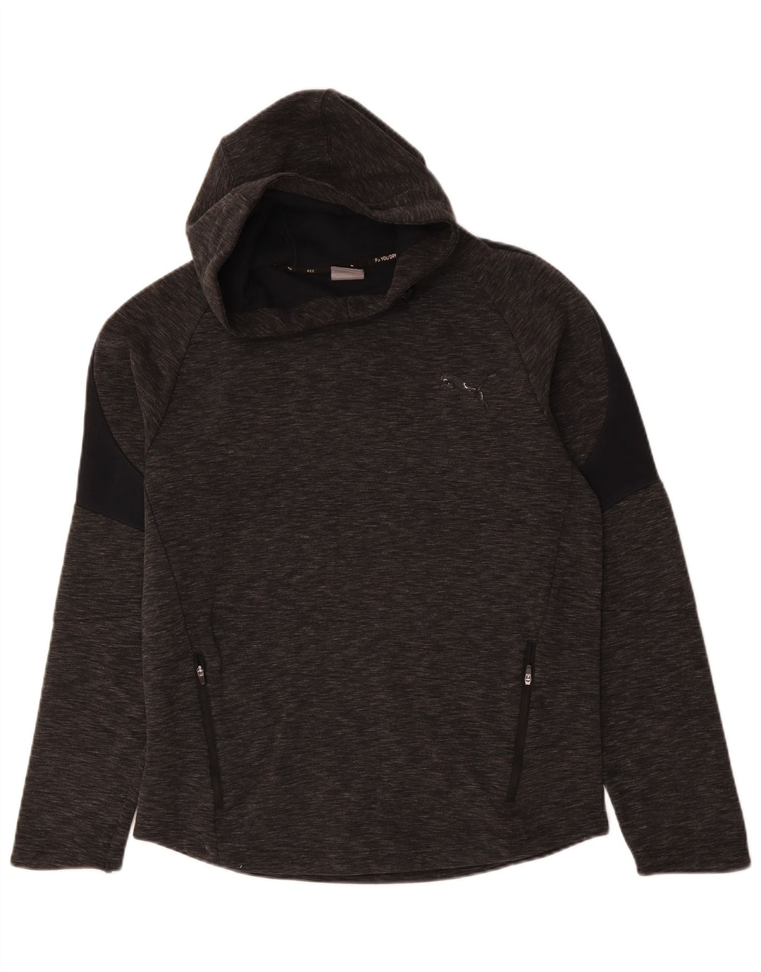 Puma Mens Hoodie Jumper Medium Grey Flecked Cotton