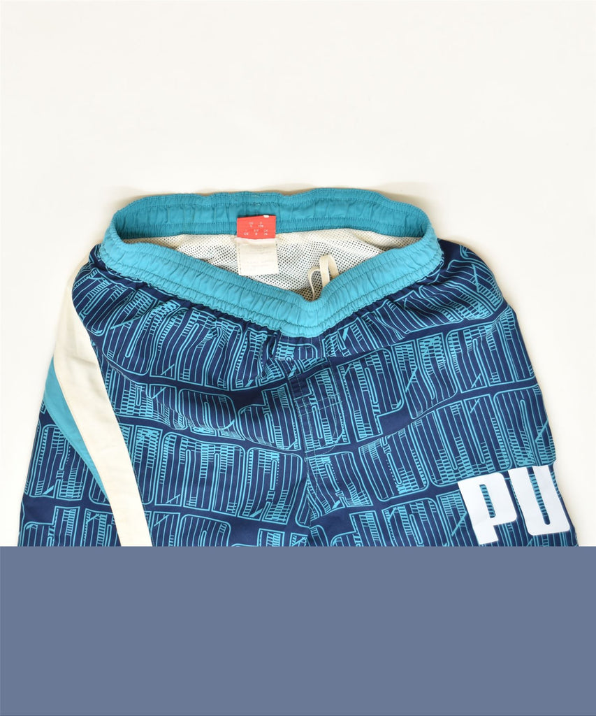 PUMA Boys Sport Shorts 7-8 Years Blue Colourblock Polyester Sports | Vintage | Thrift | Second-Hand | Used Clothing | Messina Hembry 