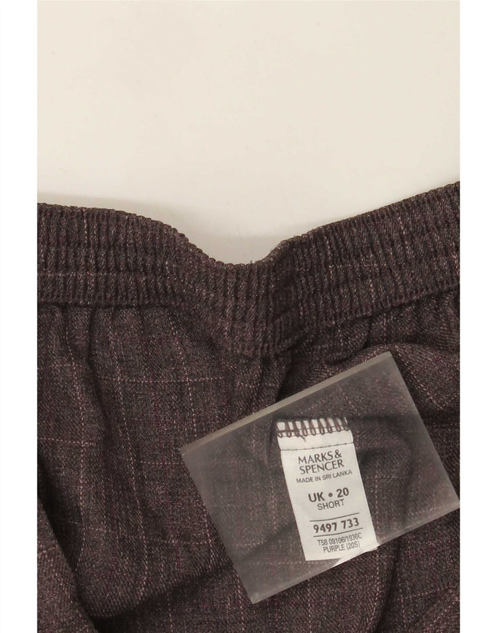 Marks & Spencer Womens Short Tapered Trousers W34 L26 Purple Check
