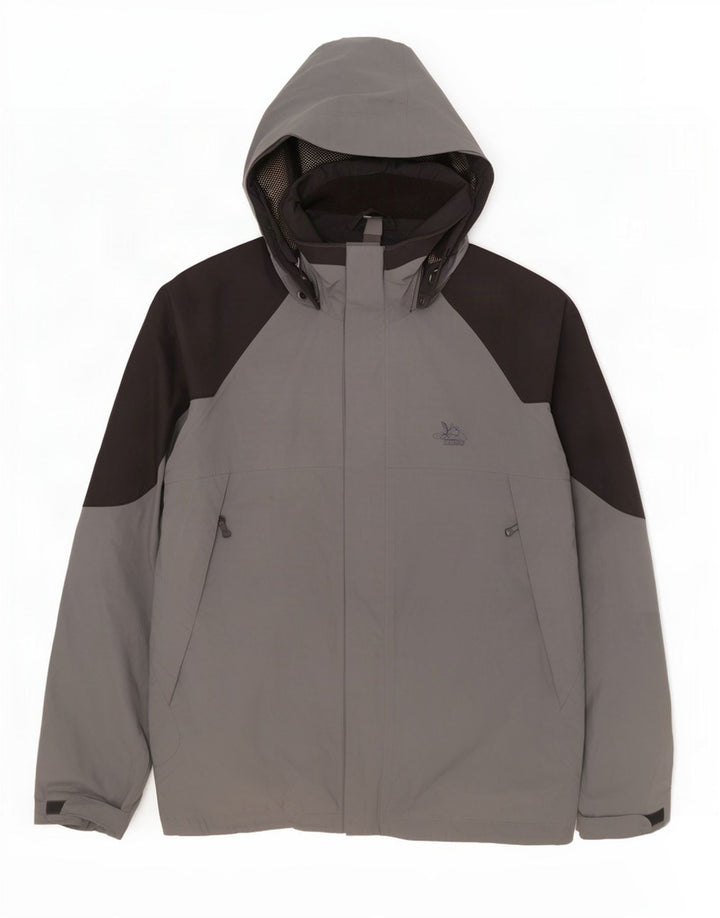 SALEWA Mens Hooded Rain Jacket UK 44 XL Grey Colourblock