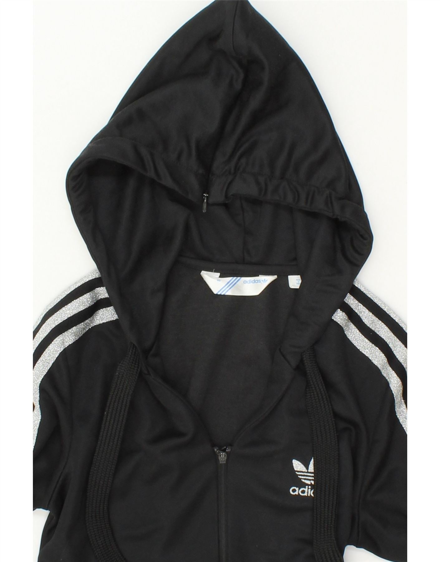 Sudadera con capucha y cremallera para mujer ADIDAS IT 40 Small Black Polyester Ropa vintage y de segunda mano online Messina Hembry