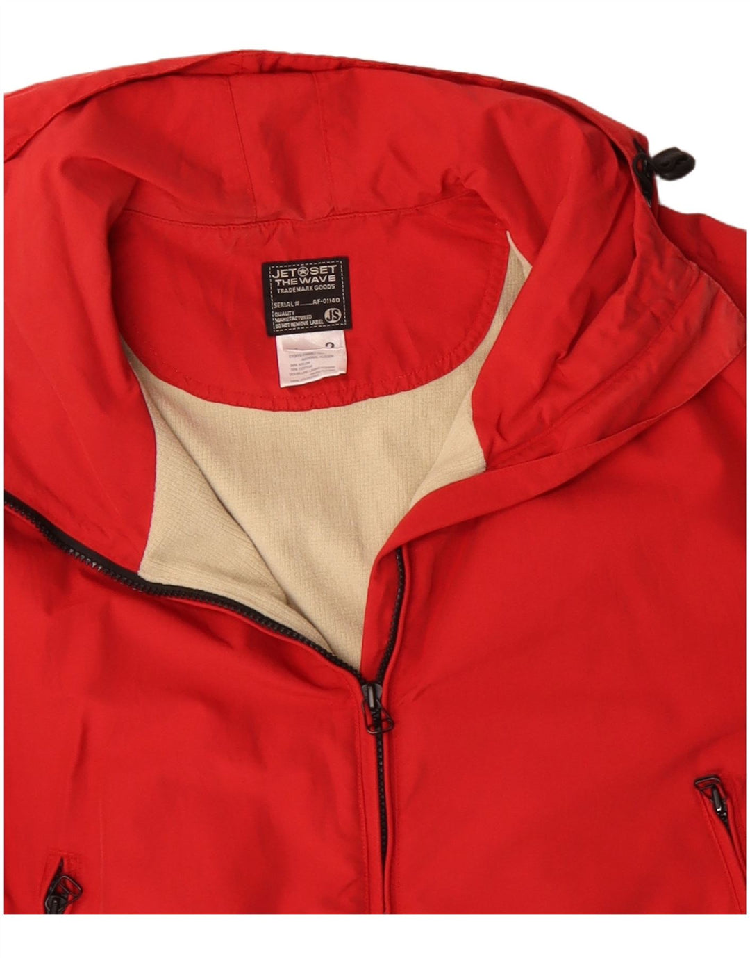 JET SET Mens Hooded Windbreaker Jacket UK 42 XL Red Colourblock