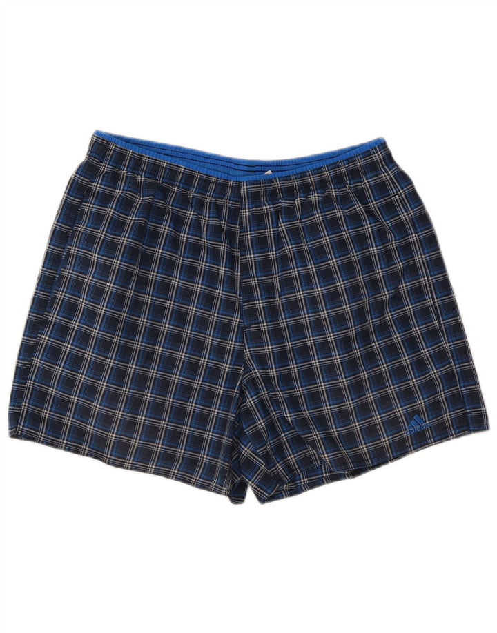 Adidas Mens Sport Shorts Medium  Navy Blue Check Polyester