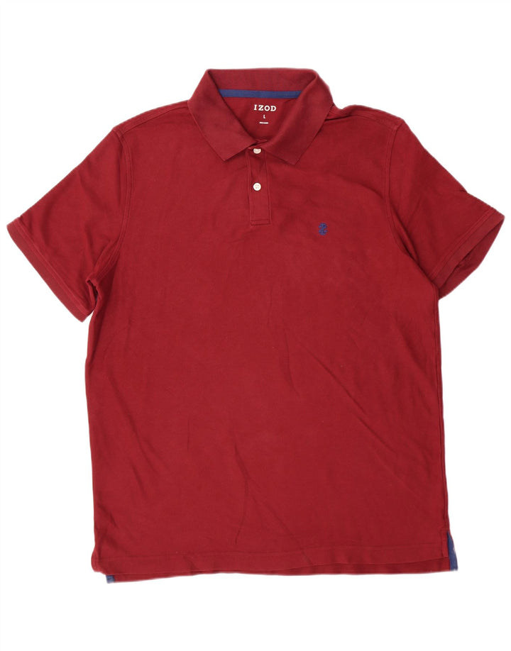 IZOD Mens Polo Shirt Large Burgundy Cotton