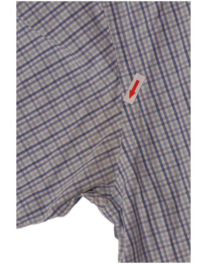 Izod Mens Short Sleeve Shirt XL Blue Check Cotton