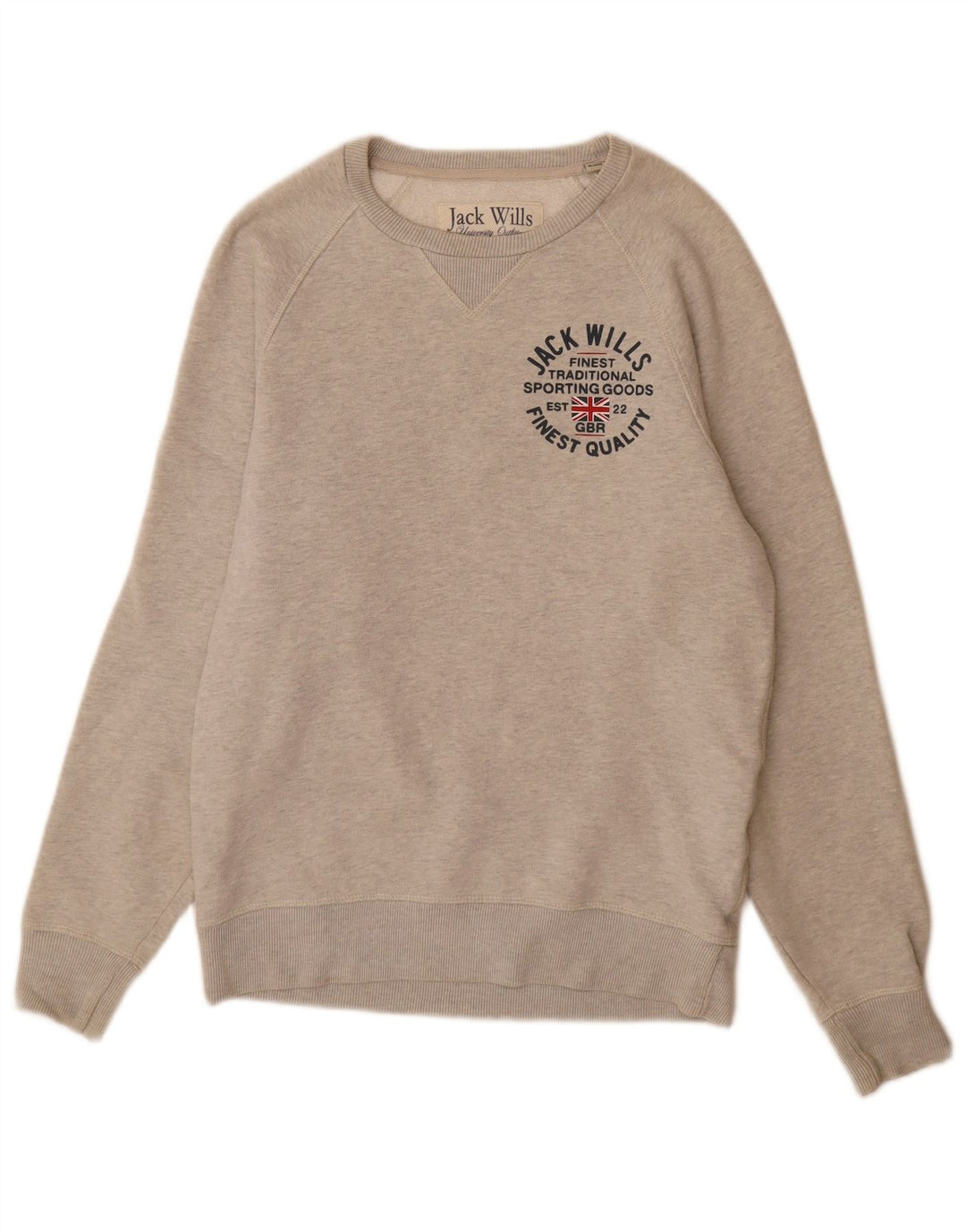 Jack Wills Mens Graphic Sweatshirt Jumper Small Grey Flecked Cotton