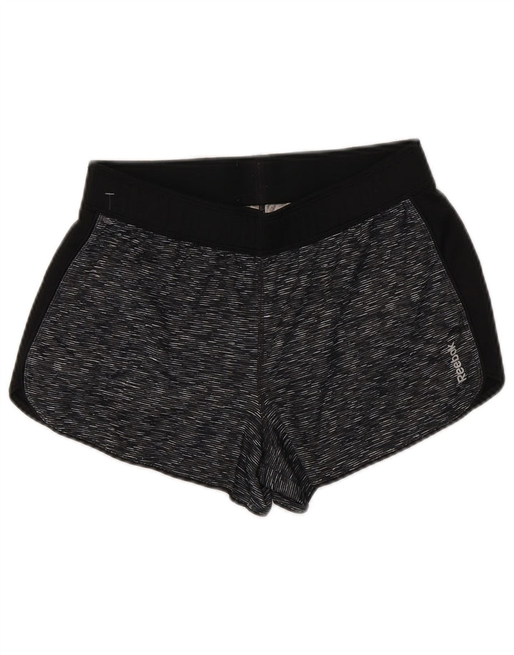 REEBOK Womens Sport Shorts UK 10 Small Grey Flecked Polyester