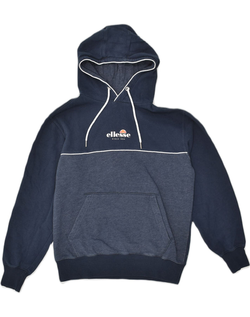 ELLESSE Womens Hoodie Jumper UK 14 Large Navy Blue Cotton | Vintage Ellesse | Thrift | Second-Hand Ellesse | Used Clothing | Messina Hembry 