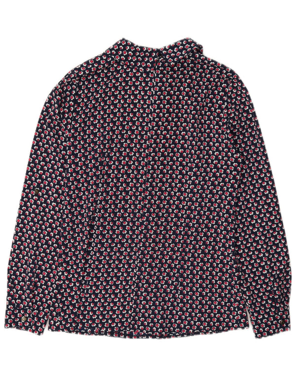 Vintage Womens Abstract Pattern Blouse Top IT 40 Small Navy Blue