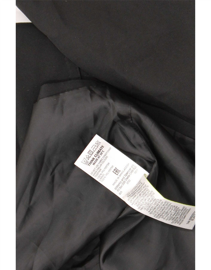 Marks & Spencer Womens Trench Coat UK 16 Large Black Polyester