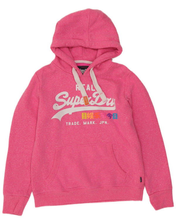 SUPERDRY Womens Graphic Hoodie Jumper UK 12 Medium  Pink Polyester