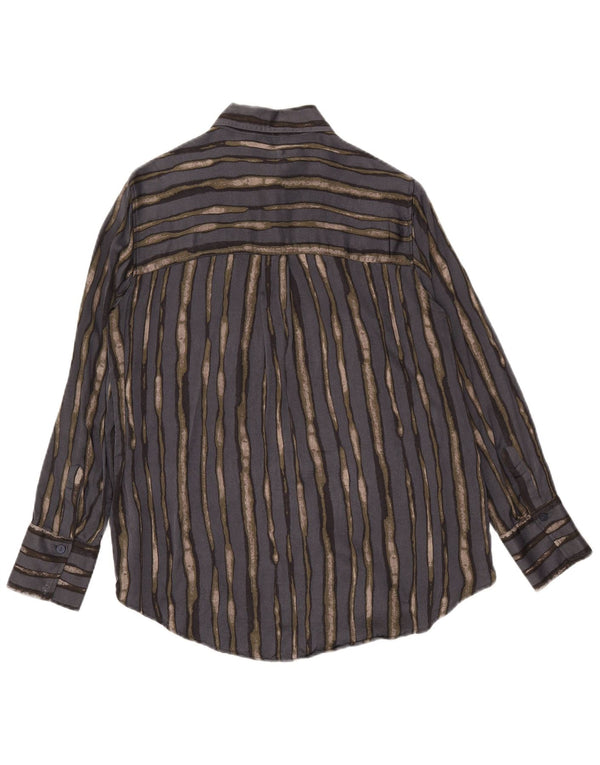Massimo Dutti Womens Oversized Shirt EU 38 Small Grey Striped Viscose