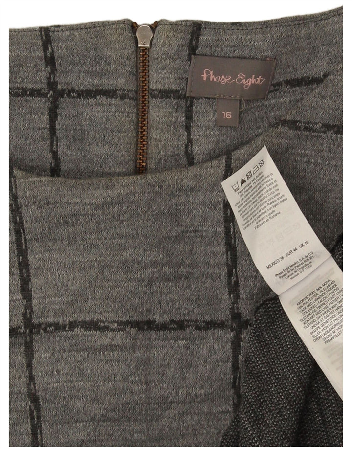 Phase Eight Womens 3/4 Sleeve Shift Dress UK 16 Large Grey Check Acrylic
