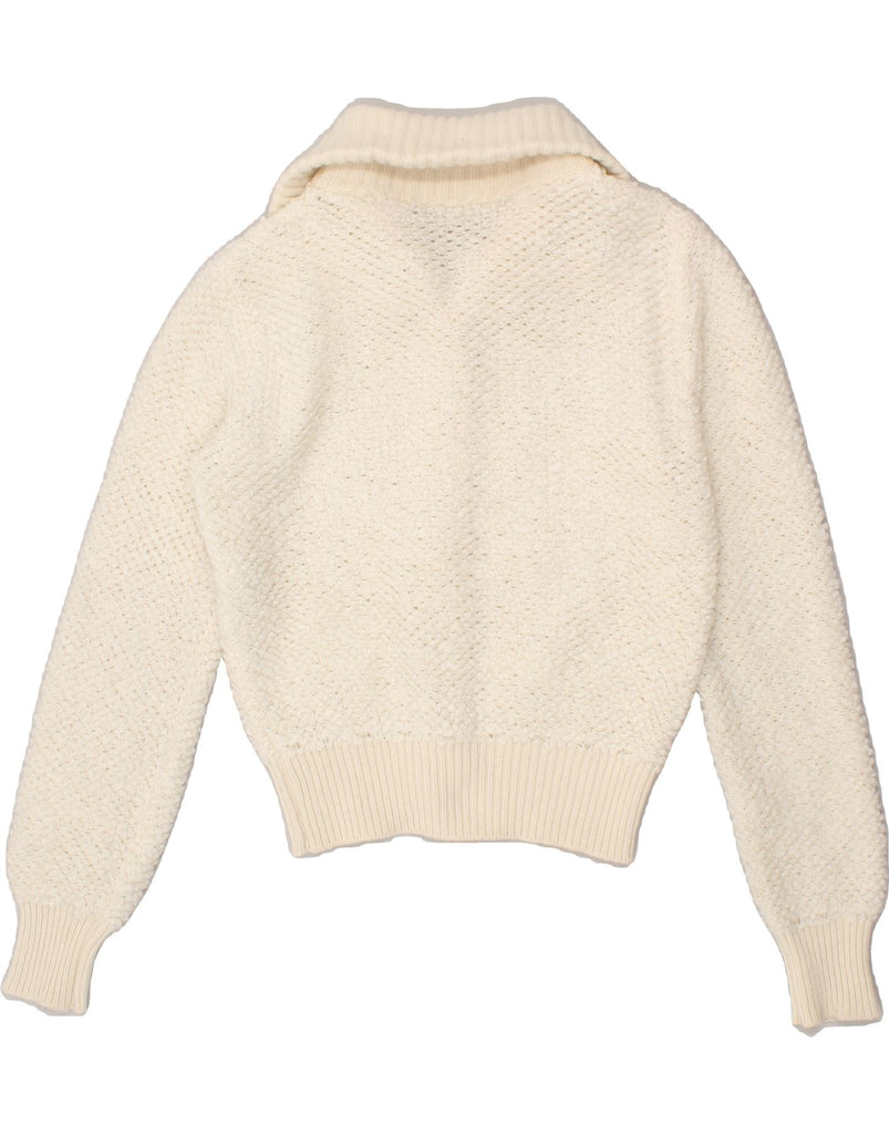 BENETTON Womens Cardigan Sweater UK 6 XS Off White Wool Vintage Benetton and Second-Hand Benetton from Messina Hembry 