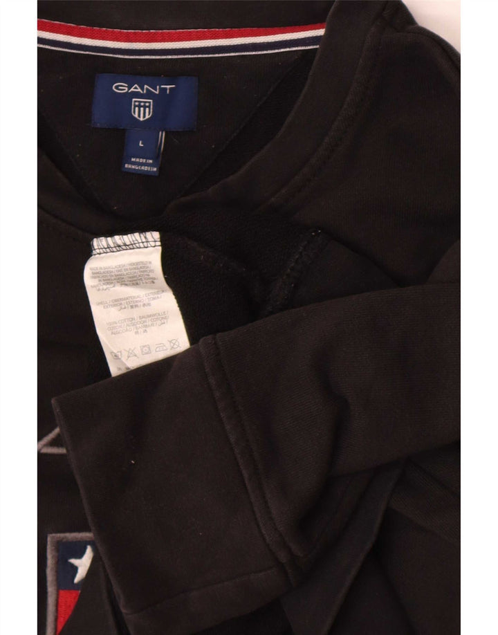 Gant Mens Graphic Sweatshirt Jumper Large Black Cotton