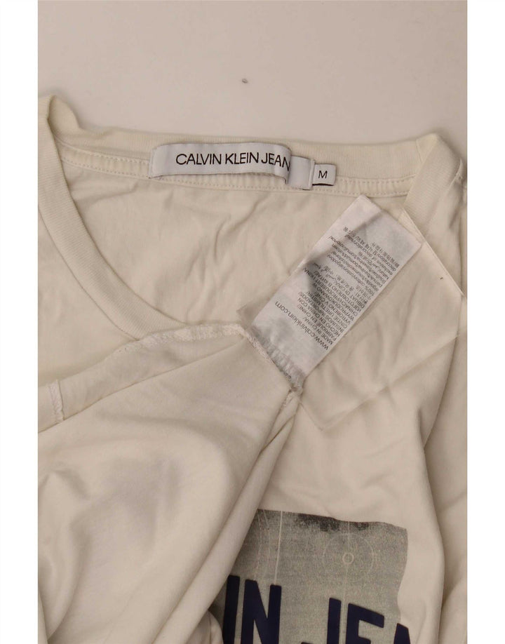 Calvin Klein Jeans Mens Graphic T-Shirt Top Medium White Cotton
