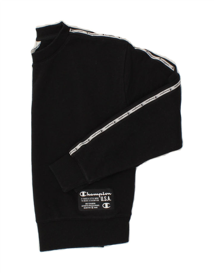 CHAMPION Womens Graphic Sweatshirt Jumper UK 10 Small Black Cotton Vintage Champion and Second-Hand Champion from Messina Hembry 