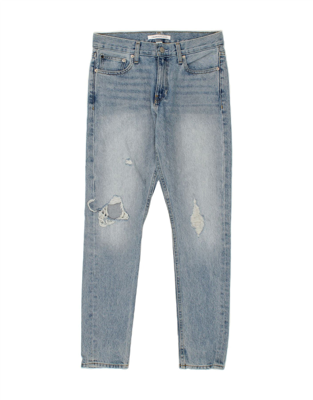 CALVIN KLEIN Womens Distressed Slim Jeans W27 L30 Blue Vintage Calvin Klein and Second-Hand Calvin Klein from Messina Hembry 