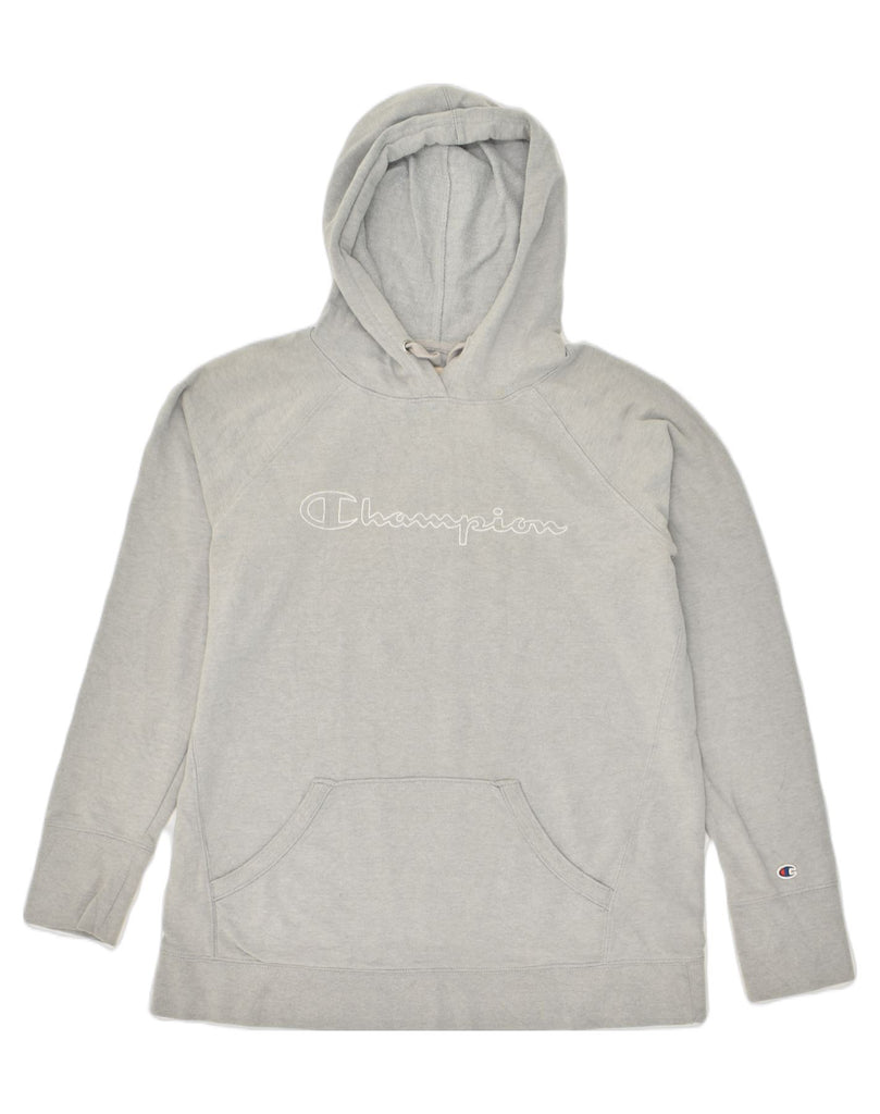 CHAMPION Womens Graphic Hoodie Jumper UK 16 Large Grey Cotton | Vintage Champion | Thrift | Second-Hand Champion | Used Clothing | Messina Hembry 