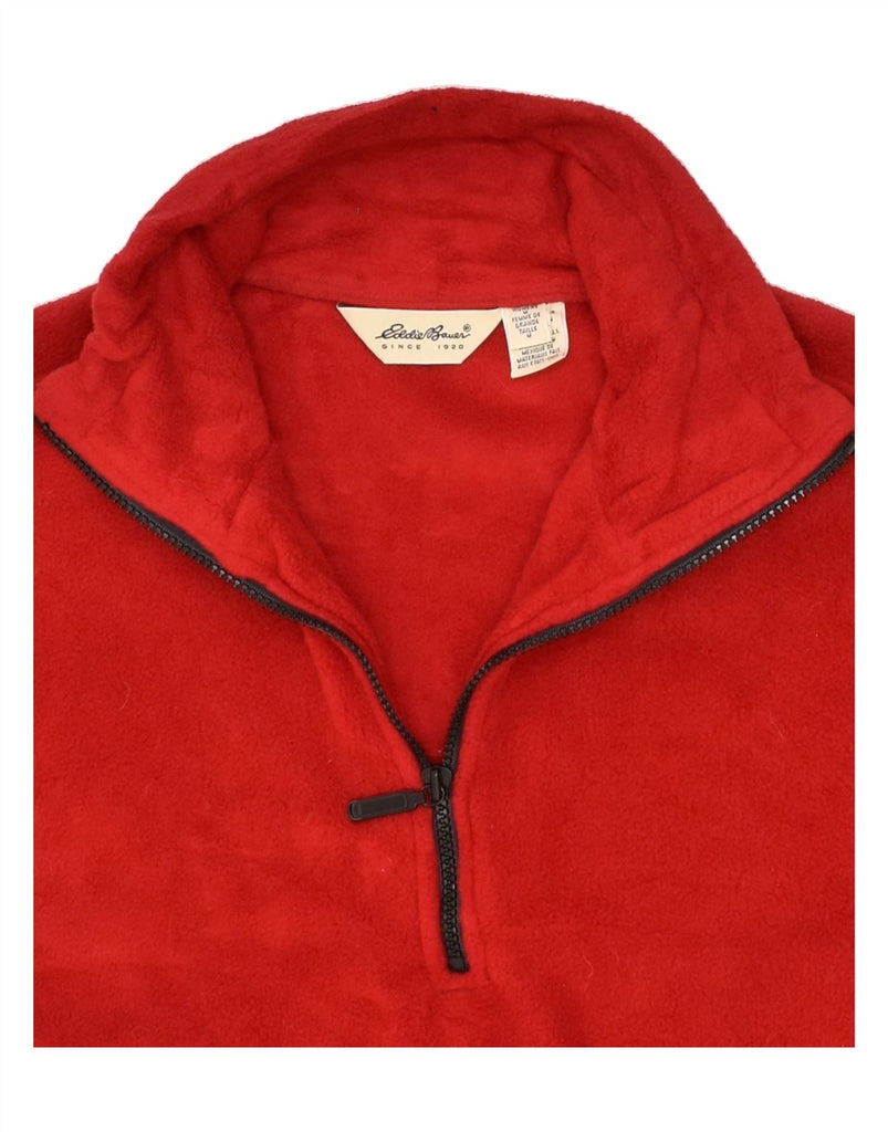 EDDIE BAUER Womens Oversized Zip Neck Fleece Jumper UK 14 Medium Red | Vintage Eddie Bauer | Thrift | Second-Hand Eddie Bauer | Used Clothing | Messina Hembry 