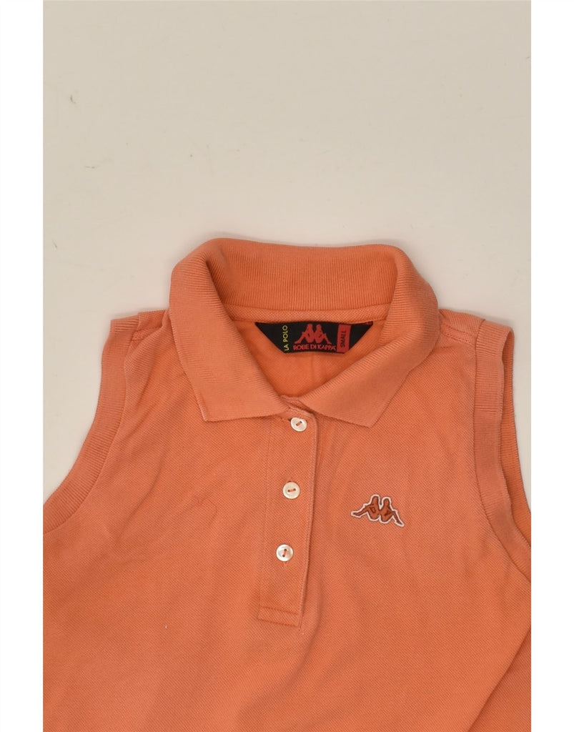 KAPPA Womens Sleeveless Polo Shirt UK 10 Small Orange Cotton | Vintage Kappa | Thrift | Second-Hand Kappa | Used Clothing | Messina Hembry 