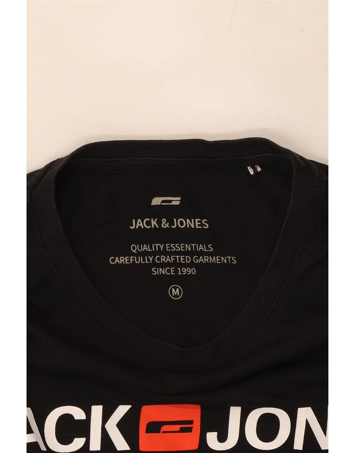 Jack & Jones Mens Graphic T-Shirt Top Medium Black