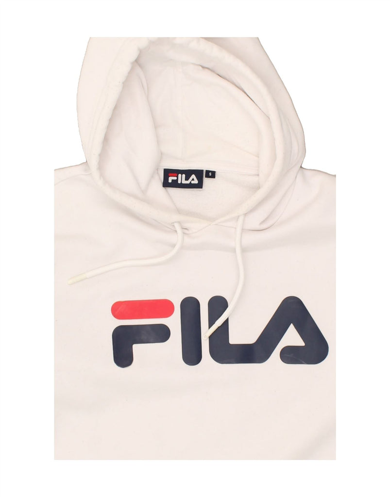 FILA Mens Graphic Hoodie Jumper Small White Cotton | Vintage Fila | Thrift | Second-Hand Fila | Used Clothing | Messina Hembry 