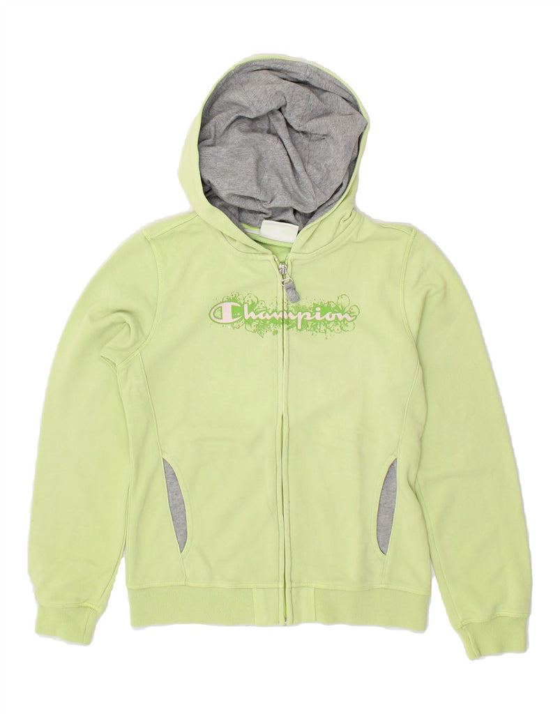 CHAMPION Girls Graphic Zip Hoodie Sweater 9-10 Years Medium  Green Cotton | Vintage Champion | Thrift | Second-Hand Champion | Used Clothing | Messina Hembry 