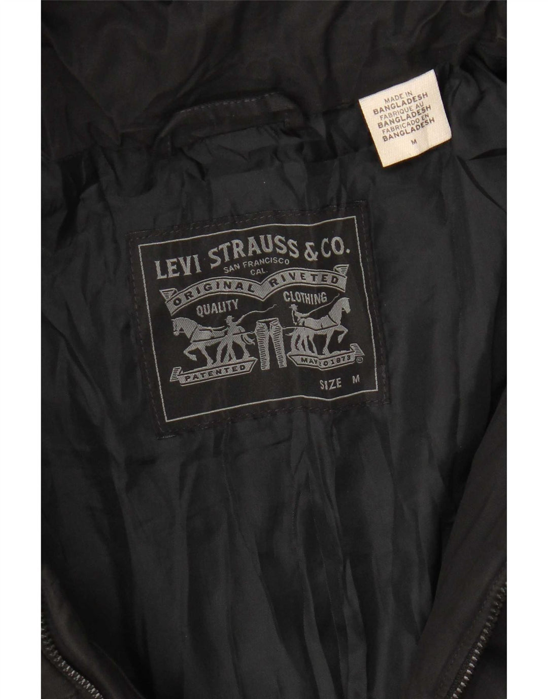 Levi's Mens Hooded Padded Jacket UK 38 Medium Black Cotton