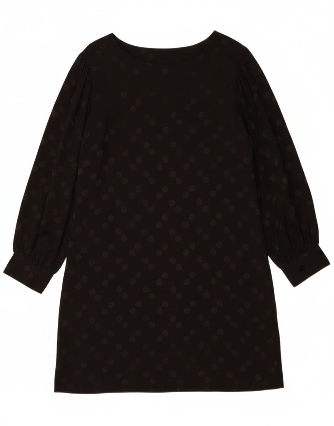 Vintage Womens Long Sleeve Shift Dress UK 14 Medium Black Polka Dot Viscose