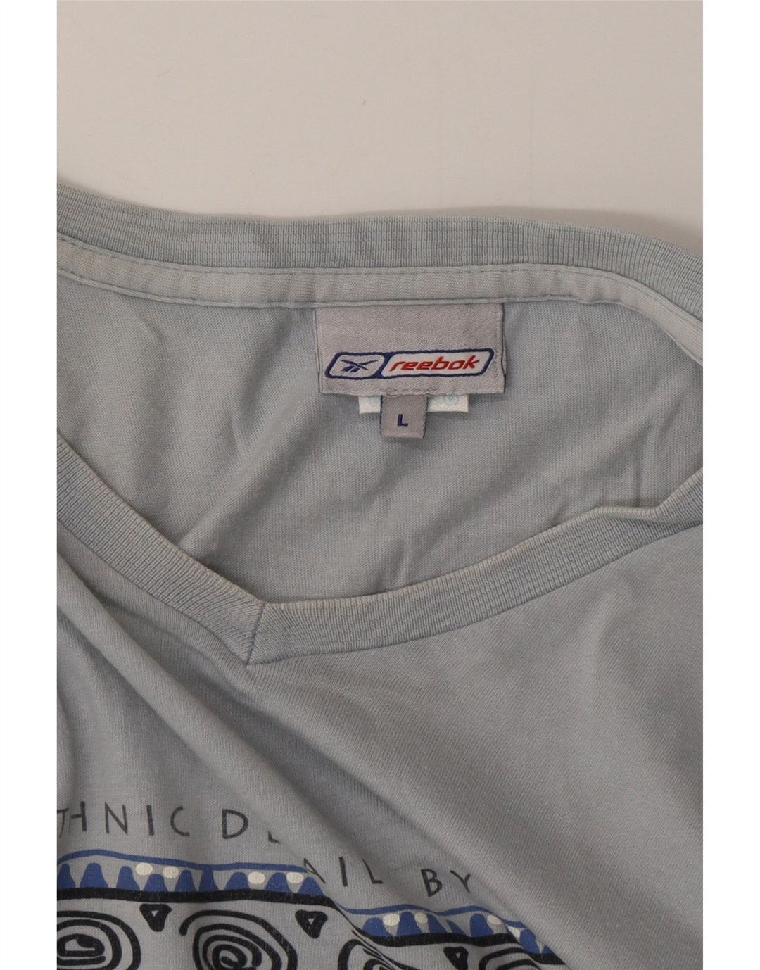 REEBOK Mens Graphic T-Shirt Top Large Blue Cotton