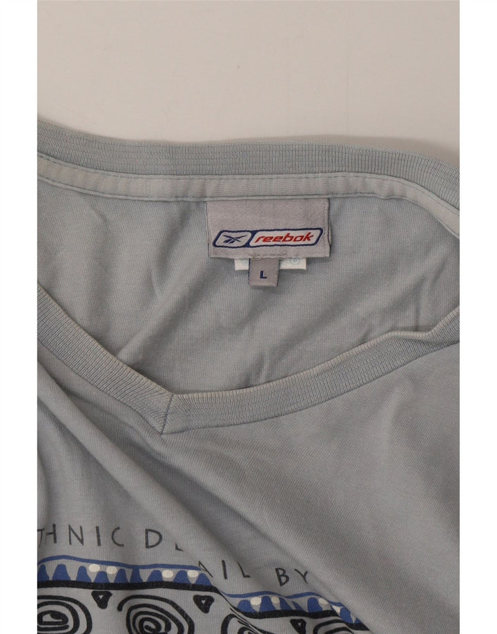 REEBOK Mens Graphic T-Shirt Top Large Blue Cotton