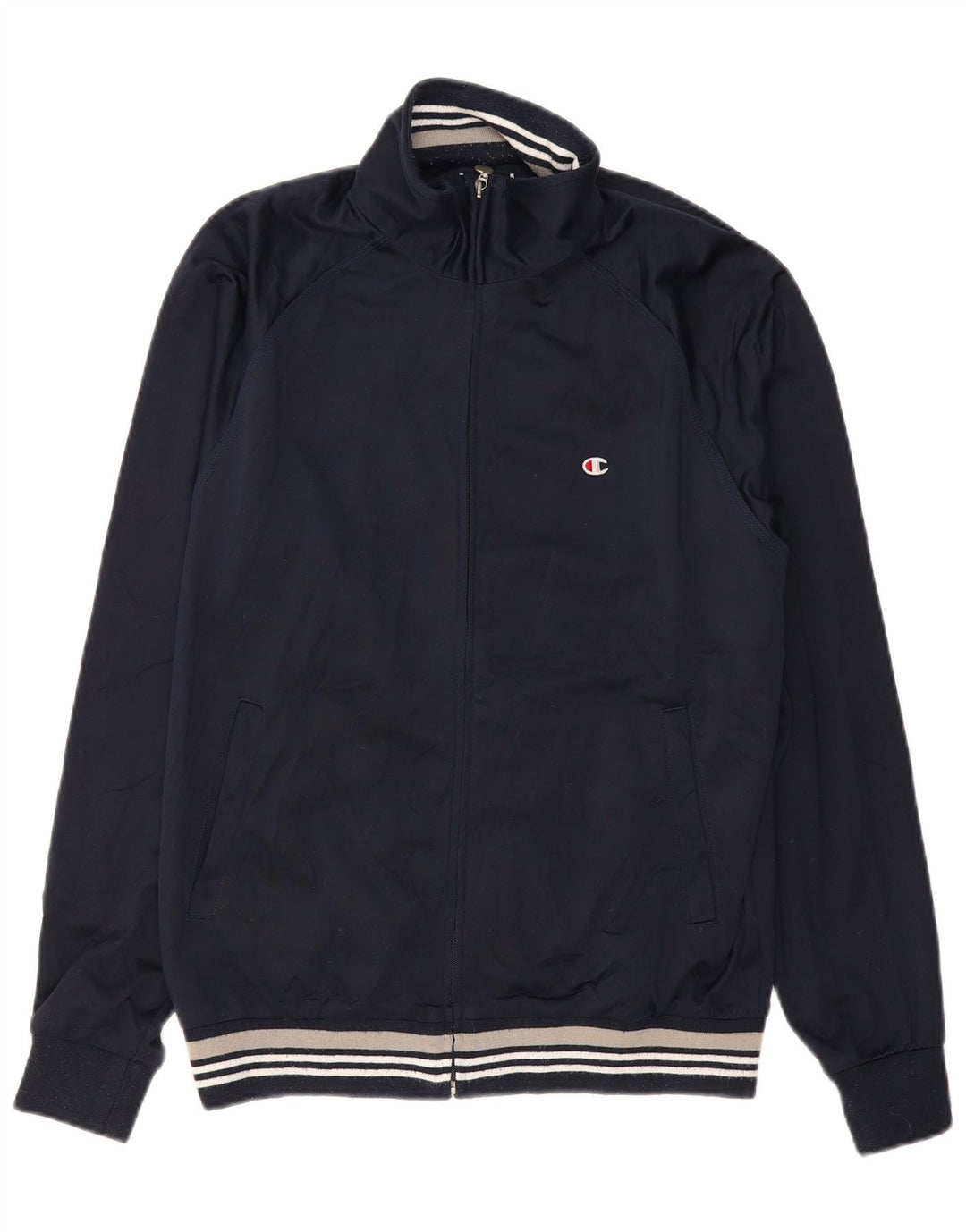 Champion Mens Tracksuit Top Jacket Large Navy Blue Polyester