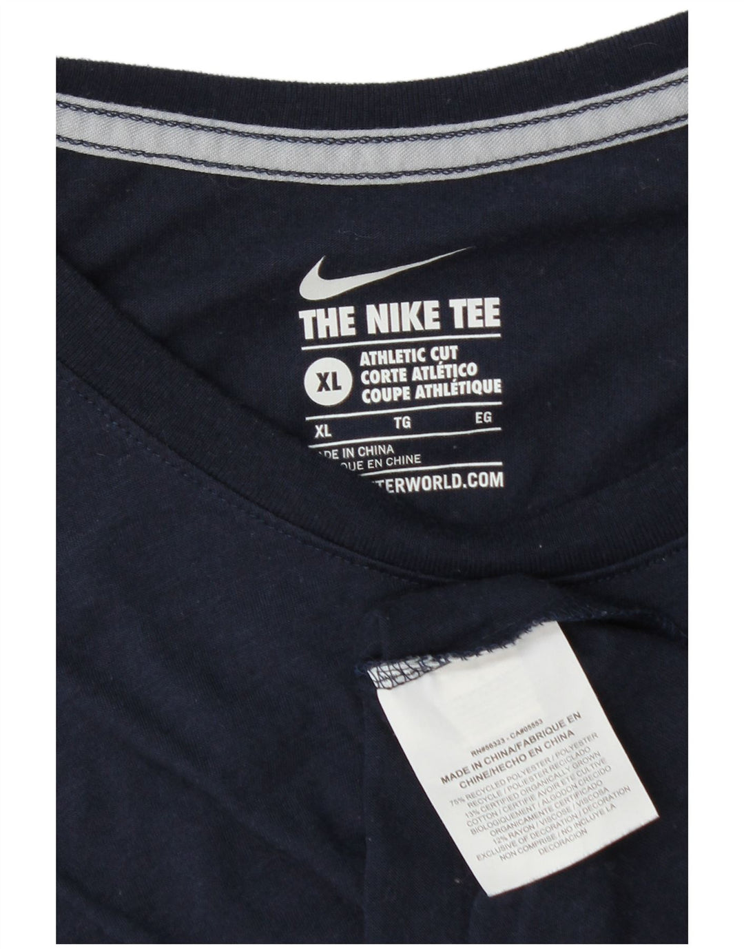 Nike Mens Athletic Cut T-Shirt Top XL Navy Blue Colourblock Polyester