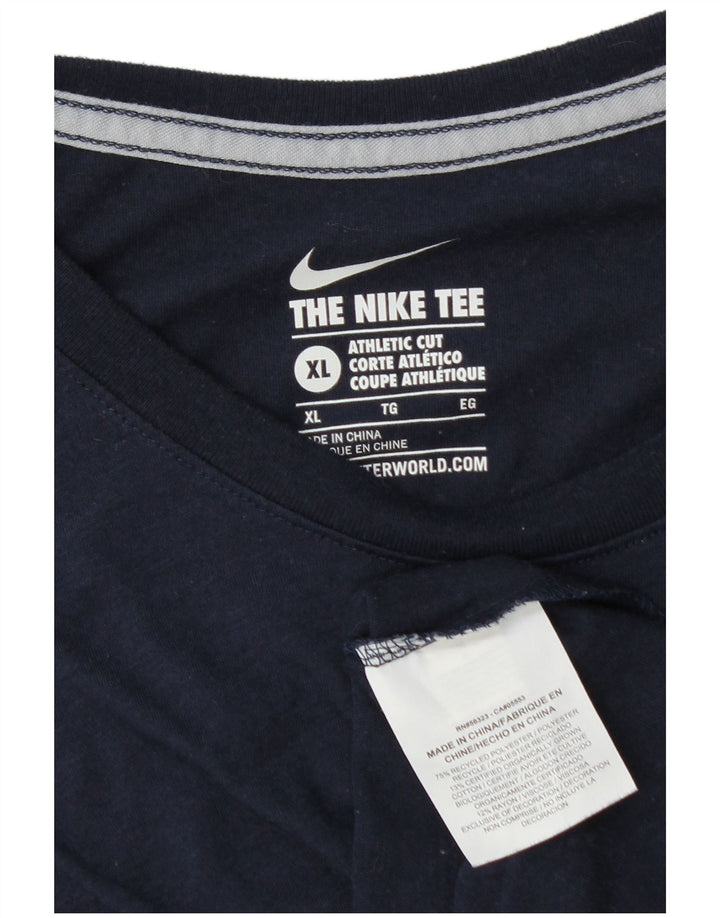 Nike Mens Athletic Cut T-Shirt Top XL Navy Blue Colourblock Polyester