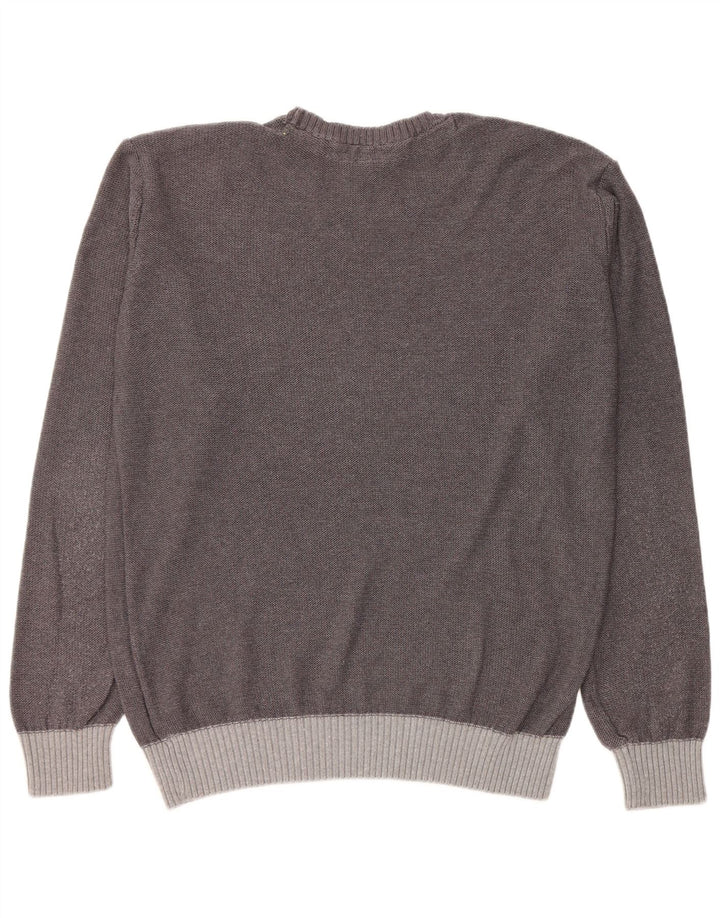 CHIEMSEE Mens Crew Neck Jumper Sweater Medium Grey Colourblock Cotton