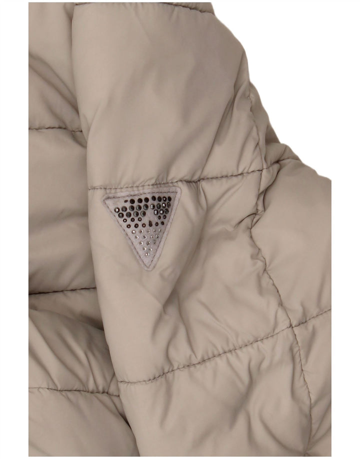 GUESS Womens Padded Jacket UK 16 Large Beige Polyester