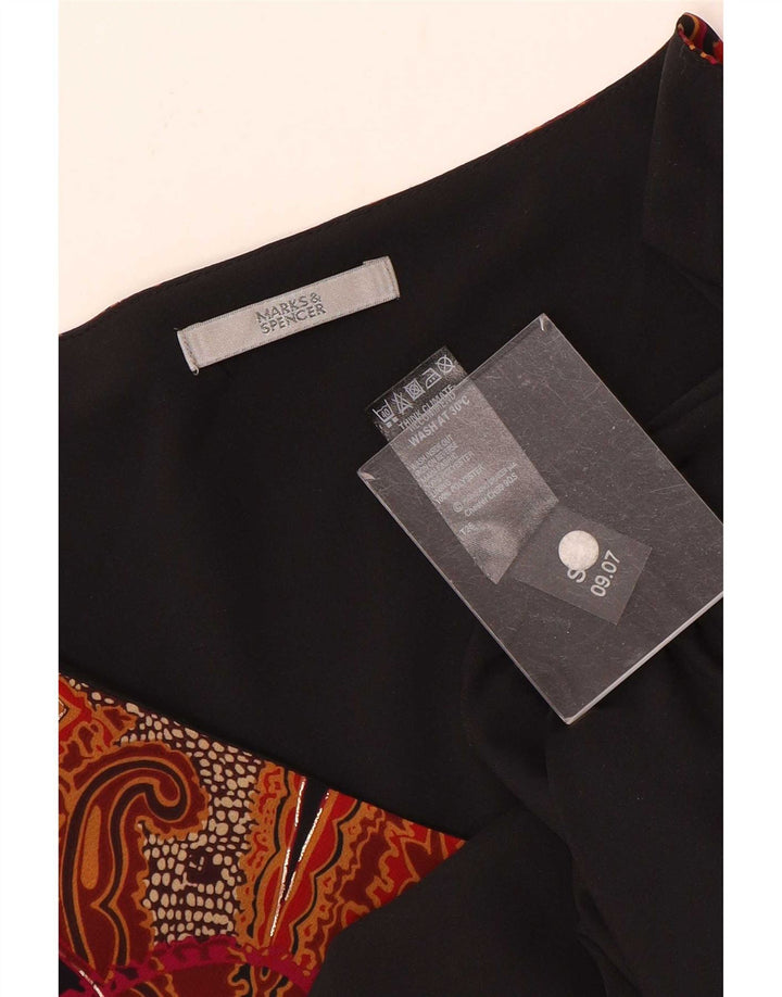 Marks & Spencer Womens Blouse Top UK 20 2XL Black Paisley Polyester