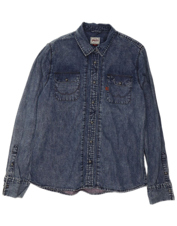 Superdry Womens Denim Shirt UK 18 XL Blue Cotton