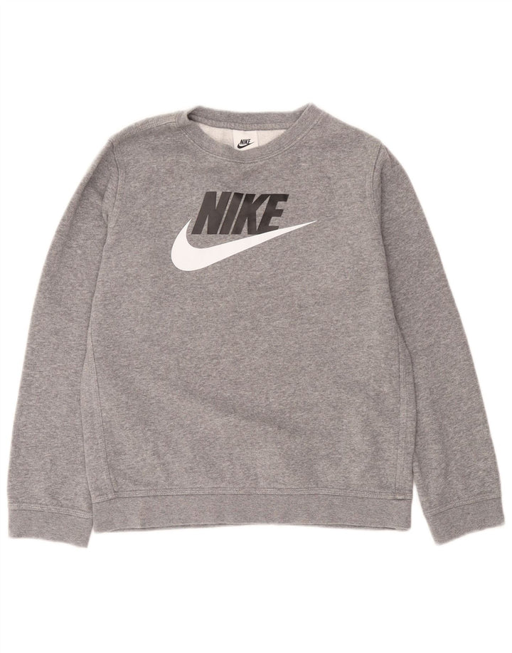 Nike Boys Graphic Sweatshirt Jumper 12-13 Years Large Grey Cotton