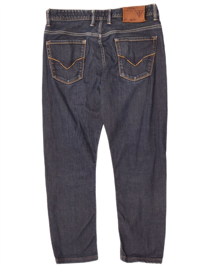 Guess Mens Rebel Straight Regular Cropped Jeans W30 L25 Navy Blue