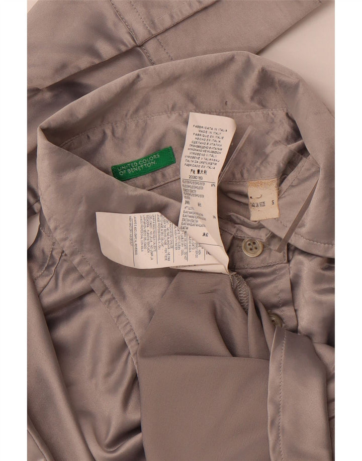 BENETTON Womens Shirt Blouse UK 10 Small Grey Polyester