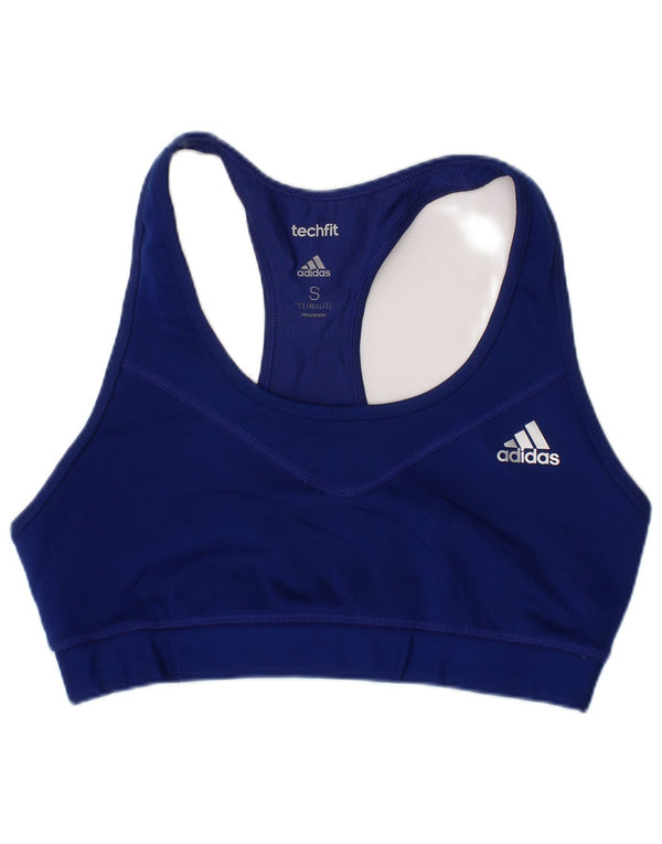 Adidas Womens Tech Fit Graphic Sport Bra Top Small Navy Blue Sports