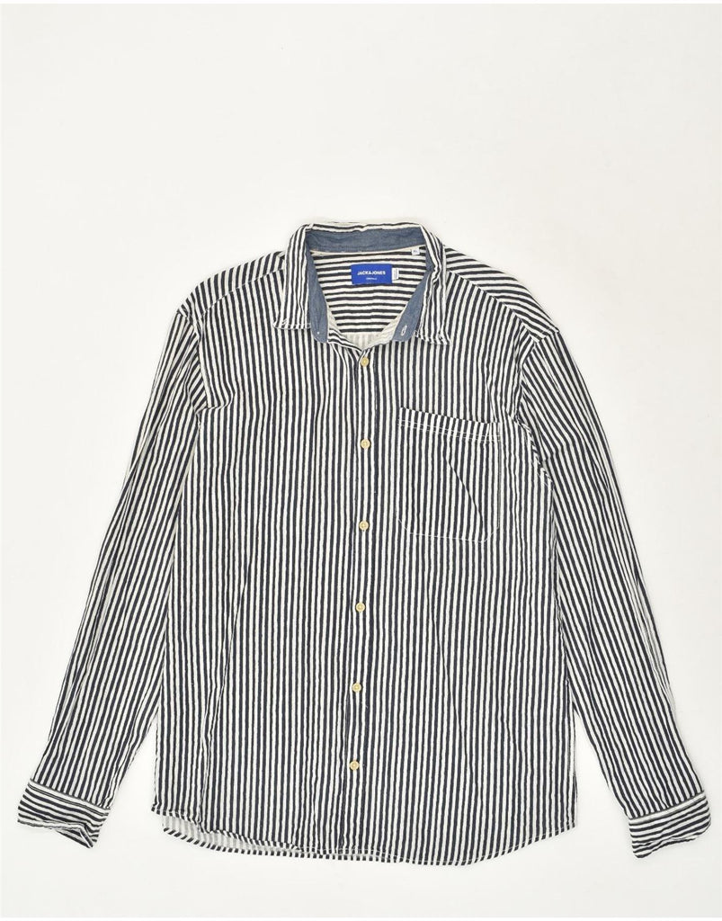 JACK & JONES Mens Shirt XL Navy Blue Striped Cotton | Vintage Jack & Jones | Thrift | Second-Hand Jack & Jones | Used Clothing | Messina Hembry 