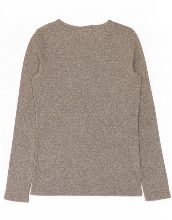 Benetton Womens Top Long Sleeve UK 12 Medium Grey Cotton