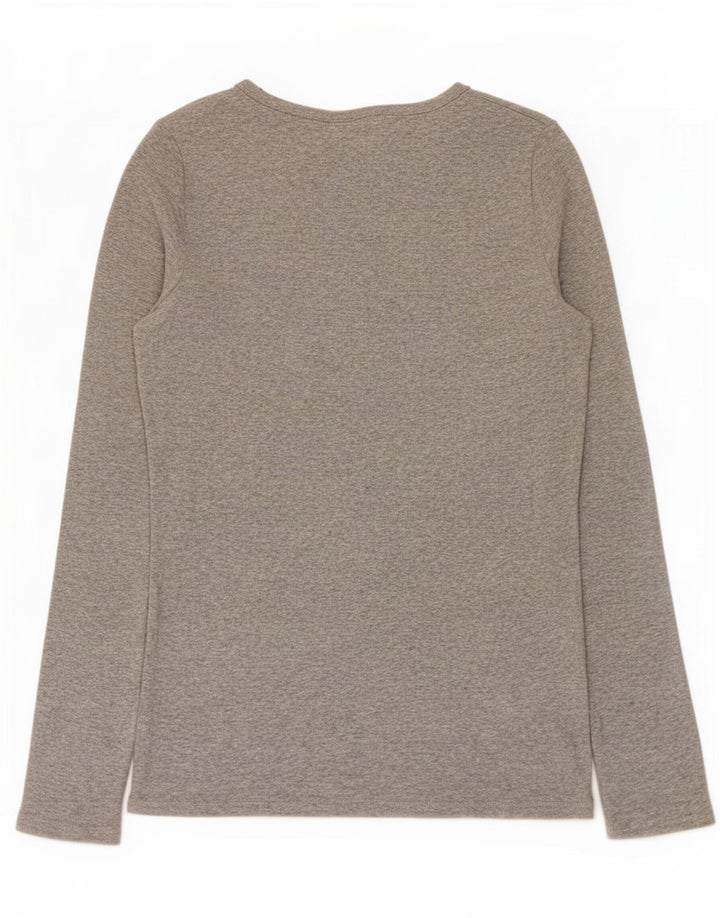 Benetton Womens Top Long Sleeve UK 12 Medium Grey Cotton