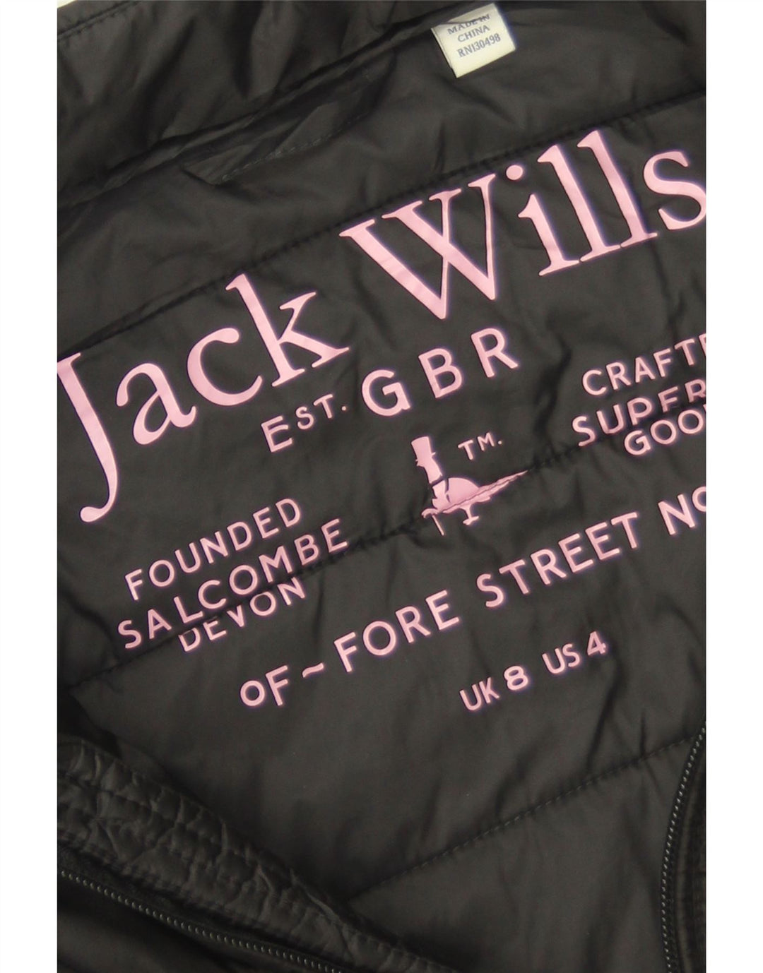 Jack Wills Womens Padded Jacket UK 8 Small Black Polyamide